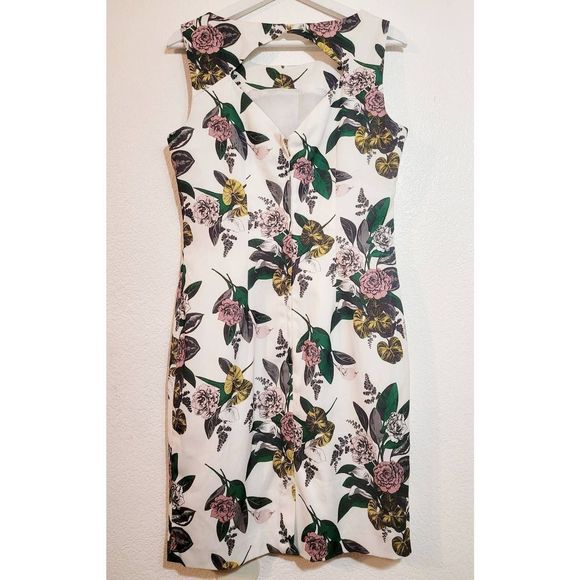 H&M Sleeveless Floral Dress Size 10 with Beaded Detail and Cutout Back - Picture 3 of 6